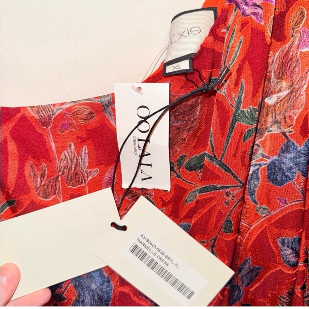 NEW Alexis Marseille One Shoulder High Low Red Floral Asymmetrical Dress Size XL - Picture 13 of 15